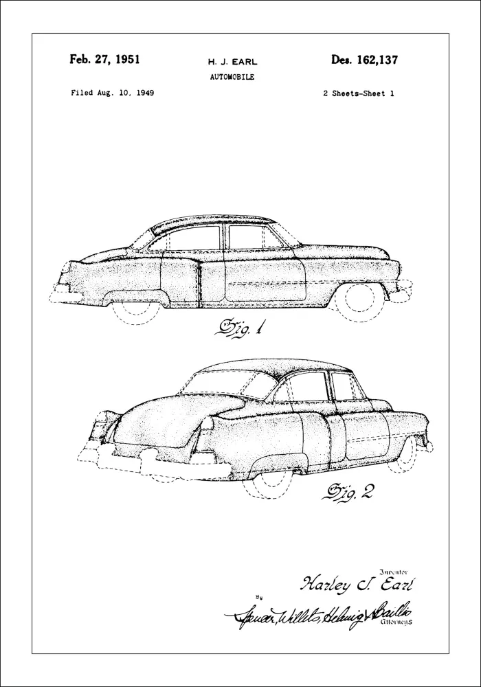 Desenho de patentes - Cadillac I Póster