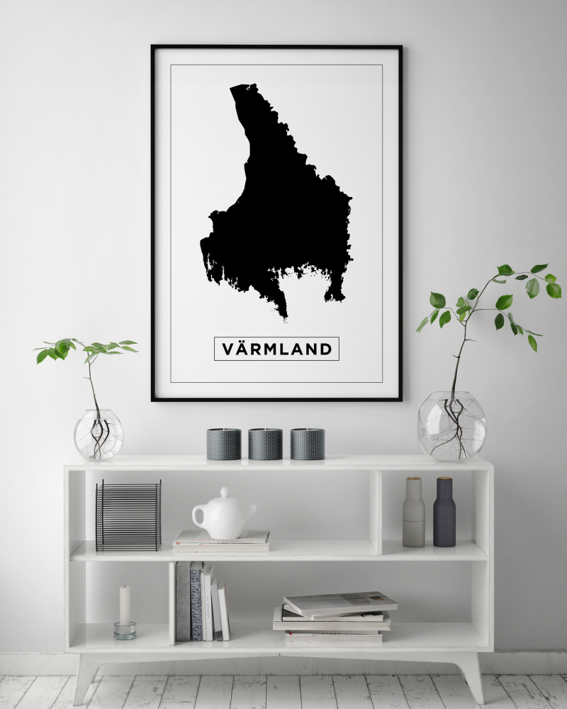 Mapa - Värmland - Cartaz Branco