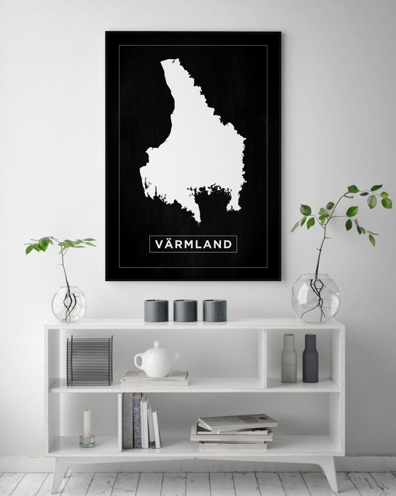 Mapa - Värmland - Cartaz Preto