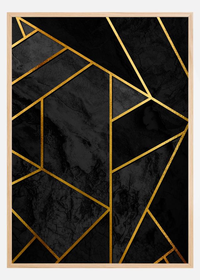 Gold & Black Marble Póster