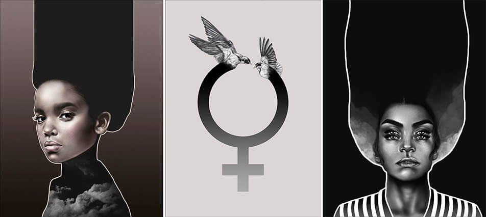Grafiska posters - posters med kvinnoporträtt och kvinnosymbol